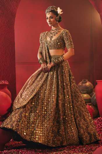 Shop Payal & Zinal Multi Color Round Neck Zareen Embroidered Lehenga Set Online at Aza Fashions Shop_Payal & Zinal_Multi Color Round Neck Zareen Embroidered Lehenga Set _Online_at_Aza_Fashions