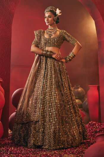 Payal & Zinal Multi Color Round Neck Zareen Embroidered Lehenga Set at Aza Fashions Payal & Zinal_Multi Color Round Neck Zareen Embroidered Lehenga Set _at_Aza_Fashions
