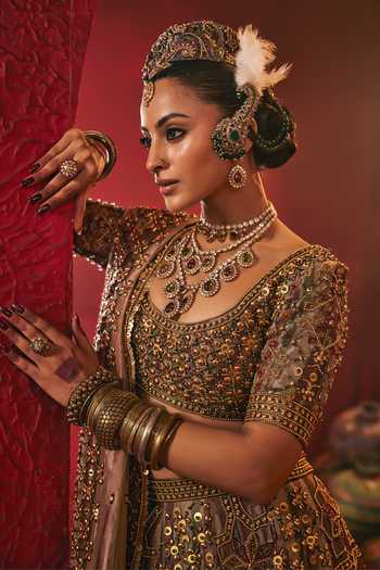 Buy Payal & Zinal Multi Color Round Neck Zareen Embroidered Lehenga Set Buy_Payal & Zinal_Multi Color Round Neck Zareen Embroidered Lehenga Set