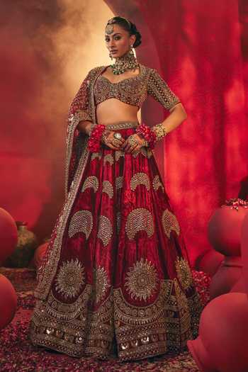 Payal & Zinal Sindoor Velvet Lehenga Set 