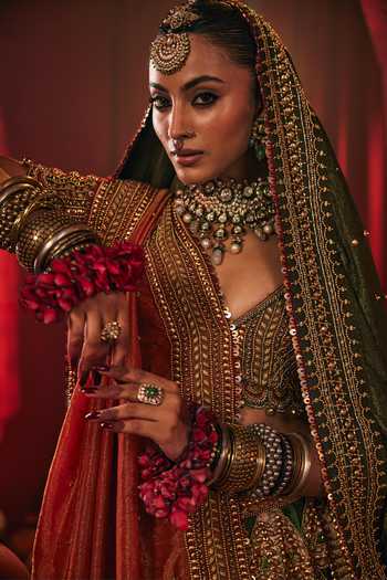 Buy Payal & Zinal Multi Color Satin, Linen, Tissue V-neck Chandni Embroidered Lehenga Set Online at Aza Fashions Buy_Payal & Zinal_Multi Color Satin, Linen, Tissue V-neck Chandni Embroidered Lehenga Set _Online_at_Aza_Fashions