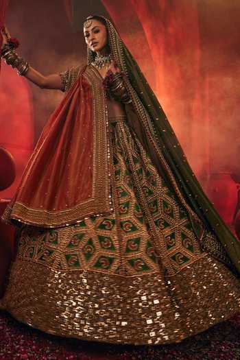 Buy Payal & Zinal Multi Color Satin, Linen, Tissue V-neck Chandni Embroidered Lehenga Set Buy_Payal & Zinal_Multi Color Satin, Linen, Tissue V-neck Chandni Embroidered Lehenga Set