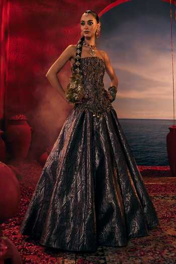 Buy Payal & Zinal Purple Silk Stones Sweetheart Neck Helena Woven Corset And Lehenga Set Online at Aza Fashions Buy_Payal & Zinal_Purple Silk Stones Sweetheart Neck Helena Woven Corset And Lehenga Set _Online_at_Aza_Fashions