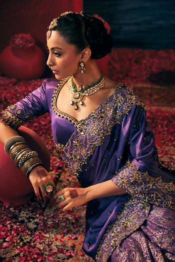 Payal & Zinal Purple Organza, Georgette, Satin Zarna Embroidered Saree With Blouse at Aza Fashions Payal & Zinal_Purple Organza, Georgette, Satin Zarna Embroidered Saree With Blouse _at_Aza_Fashions