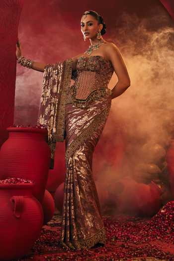 Payal & Zinal Dori Gaji Woven Saree With Corset 