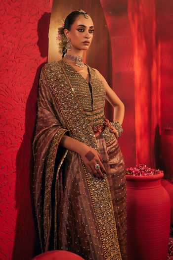 Payal & Zinal Multi Color V-neck Kalirah Embroidered Saree With Blouse at Aza Fashions Payal & Zinal_Multi Color V-neck Kalirah Embroidered Saree With Blouse _at_Aza_Fashions