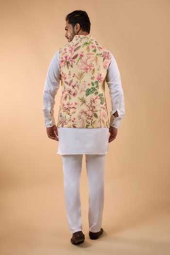 Spring Break Floral Print Nehru Jacket & Kurta Set