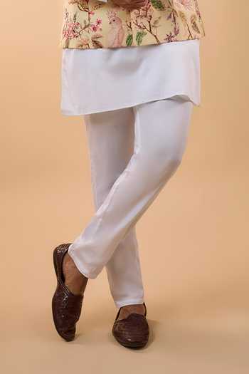 Spring Break White Cotton, Silk Floral Print Nehru Jacket And Kurta Set Online at Aza Fashions Spring Break_White Cotton, Silk Floral Print Nehru Jacket And Kurta Set _Online_at_Aza_Fashions