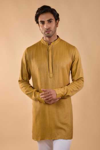 Spring Break Yellow Silk, Cotton Mustard Embroidered Kurta Set Online at Aza Fashions Spring Break_Yellow Silk, Cotton Mustard Embroidered Kurta Set _Online_at_Aza_Fashions