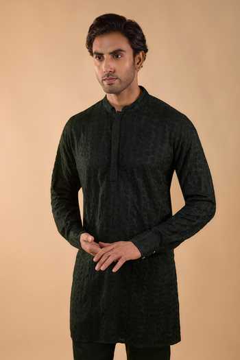 Buy Spring Break Green Cotton Satin Bottle Embroidered Kurta Set Online at Aza Fashions Buy_Spring Break_Green Cotton Satin Bottle Embroidered Kurta Set _Online_at_Aza_Fashions