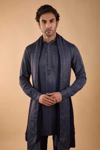 Buy Spring Break Blue Silk, Cotton Satin, Viscose Navy Embroidered Kurta Set Online at Aza Fashions Buy_Spring Break_Blue Silk, Cotton Satin, Viscose Navy Embroidered Kurta Set _Online_at_Aza_Fashions
