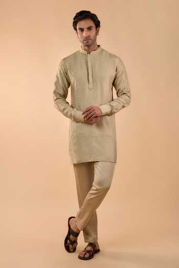 Spring Break Beige Embroidered Kurta Set