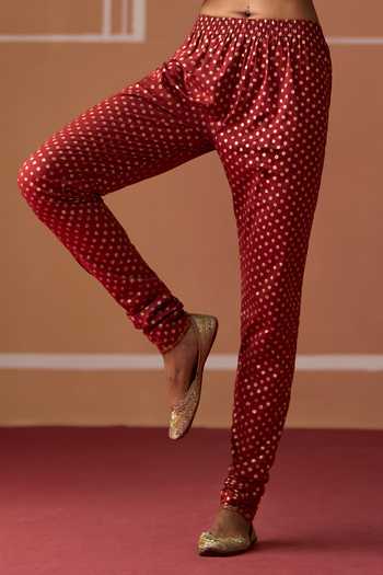 Buy_Swatti Kapoor_Brown Cotton, Lycra Tania Hand Block Print Churidar _Online_at_Aza_Fashions