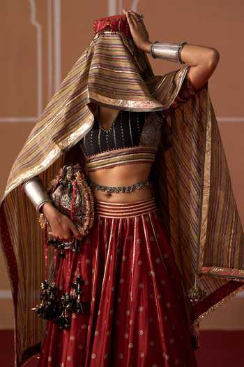 Buy Swatti Kapoor Multi Color Chanderi Niviya Handwoven Dupatta Online at Aza Fashions Buy_Swatti Kapoor_Multi Color Chanderi Niviya Handwoven Dupatta _Online_at_Aza_Fashions