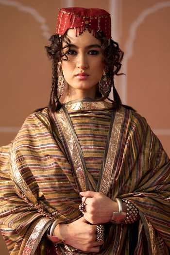 Shop Swatti Kapoor Multi Color Chanderi Niviya Handwoven Dupatta Online at Aza Fashions Shop_Swatti Kapoor_Multi Color Chanderi Niviya Handwoven Dupatta _Online_at_Aza_Fashions