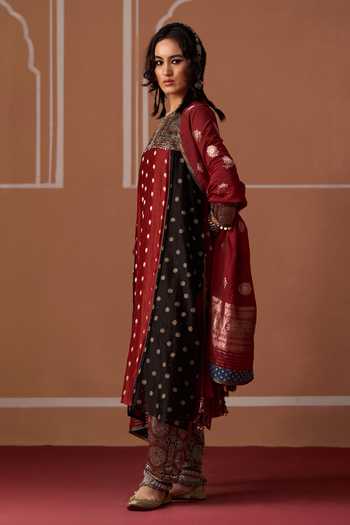 Swatti Kapoor Multi Color Cotton, Chanderi, Satin, Modal, Aditi Handwoven Kaftan Kurta Set Online at Aza Fashions Swatti Kapoor_Multi Color Cotton, Chanderi, Satin, Modal, Aditi Handwoven Kaftan Kurta Set _Online_at_Aza_Fashions