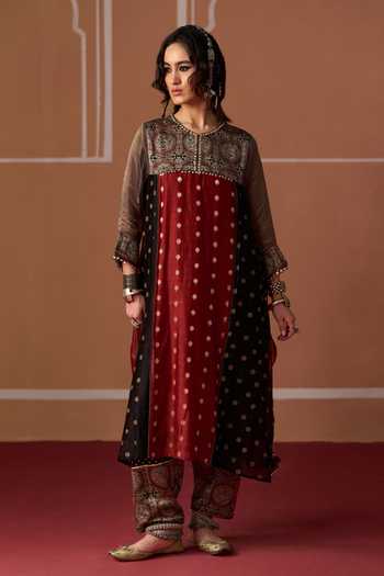 Buy Swatti Kapoor Multi Color Cotton, Chanderi, Satin, Modal, Aditi Handwoven Kaftan Kurta Set Online at Aza Fashions Buy_Swatti Kapoor_Multi Color Cotton, Chanderi, Satin, Modal, Aditi Handwoven Kaftan Kurta Set _Online_at_Aza_Fashions