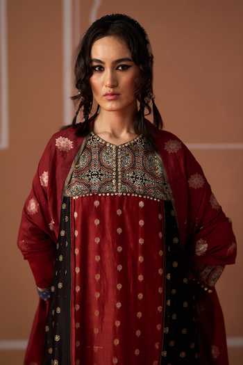 Buy Swatti Kapoor Multi Color Cotton, Chanderi, Satin, Modal, Aditi Handwoven Kaftan Kurta Set Buy_Swatti Kapoor_Multi Color Cotton, Chanderi, Satin, Modal, Aditi Handwoven Kaftan Kurta Set