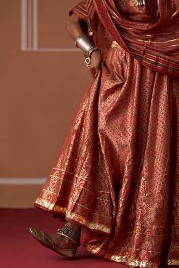 Shop Swatti Kapoor Peach Silk, Cotton Saira Handwoven Skirt Online at Aza Fashions Shop_Swatti Kapoor_Peach Silk, Cotton Saira Handwoven Skirt _Online_at_Aza_Fashions