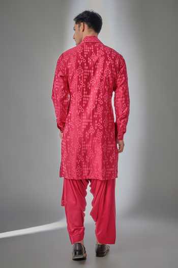 Salil Bhatia Rasberry Red Embellished Kurta Set 