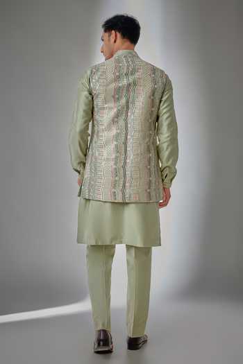 Salil Bhatia Embroidered Long Bundi & Kurta Set 