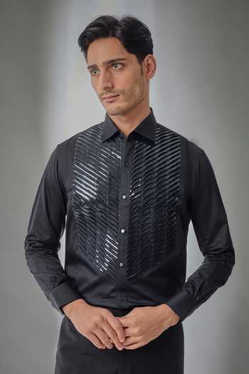 Salil Bhatia Crescent Detailing Tuxedo Shirt 