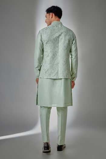 Salil Bhatia Zari Embellished Bundi & Kurta Set 