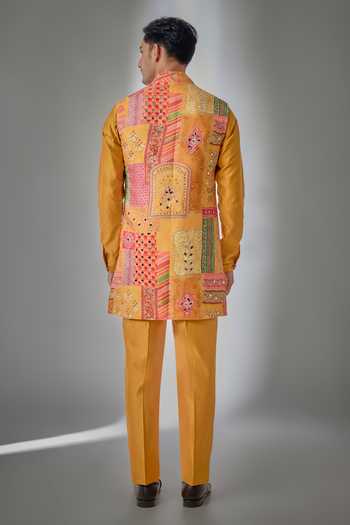 Salil Bhatia Embroidered Nehru Jacket Kurta Set 
