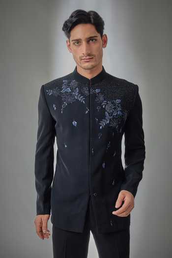 Buy Salil Bhatia Black Embroidery, Beads Bandhgala And Pant Set Online at Aza Fashions Buy_Salil Bhatia_Black Embroidery, Beads Bandhgala And Pant Set _Online_at_Aza_Fashions
