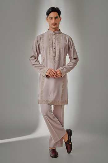 Salil Bhatia Dusty Rose Dori Work Kurta Set 