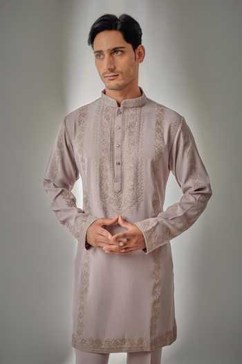 Salil Bhatia_Pink Dusty Rose Dori Work Kurta Set _Online_at_Aza_Fashions