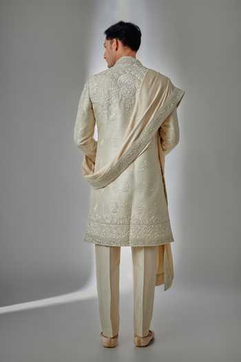 Salil Bhatia Raw Silk Embroidered Sherwani Set 