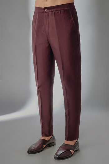Buy Salil Bhatia Wine Silk, Chanderi Zari Embellished Nehru Jacket Set Online at Aza Fashions Buy_Salil Bhatia_Wine Silk, Chanderi Zari Embellished Nehru Jacket Set _Online_at_Aza_Fashions