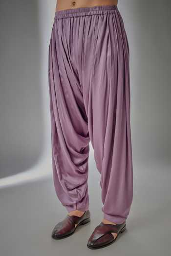 Buy_Salil Bhatia_Purple Silk, Satin, Modal Mirror Work Kurta And Salwar Set _Online_at_Aza_Fashions