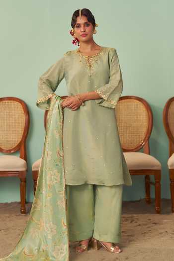 Chrkha A-Line Embroidered Kurta Set