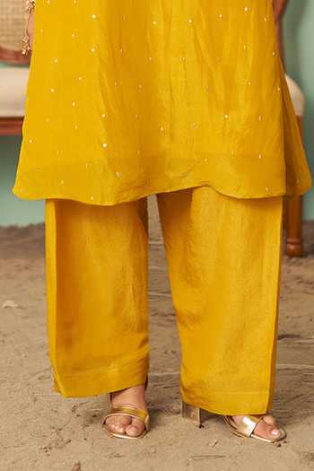 Chrkha Yellow Silk, Tissue Keyhole Neck, Yes Embroidered Kurta Set Online at Aza Fashions Chrkha_Yellow Silk, Tissue Keyhole Neck, Yes Embroidered Kurta Set _Online_at_Aza_Fashions