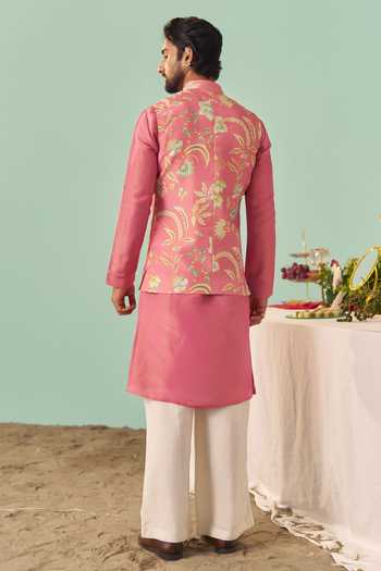 Chrkha Printed Nehru Jacket Set