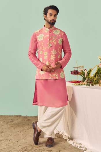 Chrkha Printed Nehru Jacket Set