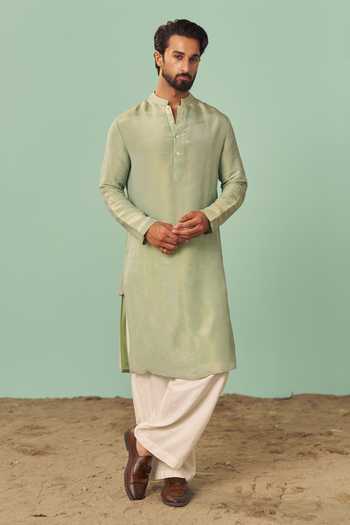 Buy Chrkha Green Silk, Tissue, Cotton Plain Kurta Set Online at Aza Fashions Buy_Chrkha_Green Silk, Tissue, Cotton Plain Kurta Set _Online_at_Aza_Fashions
