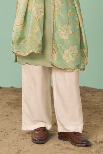 Shop Chrkha Green Silk, Tissue, Cotton Plain Kurta Set Online at Aza Fashions Shop_Chrkha_Green Silk, Tissue, Cotton Plain Kurta Set _Online_at_Aza_Fashions