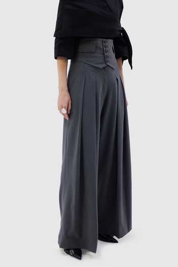 Shop Notebook Grey Viscose, Polyester, Lycra Patriz Pleated Trouser Online at Aza Fashions Shop_Notebook_Grey Viscose, Polyester, Lycra Patriz Pleated Trouser _Online_at_Aza_Fashions