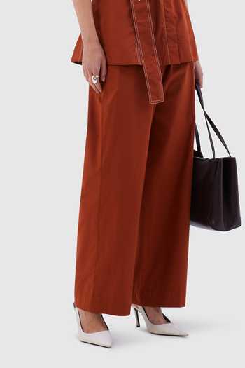 Notebook_Orange Cotton V-neck Siena Embroidered Top And Pant Set _Online_at_Aza_Fashions