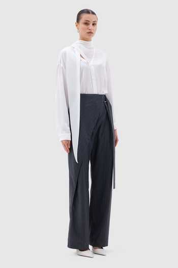 Notebook White Cotton V-neck Elba Draped Shirt Online at Aza Fashions Notebook_White Cotton V-neck Elba Draped Shirt _Online_at_Aza_Fashions