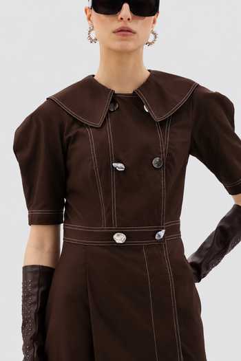 Notebook Brown Cotton, Poplin Collared Neck Leone Placement Embroidered Dress Online at Aza Fashions Notebook_Brown Cotton, Poplin Collared Neck Leone Placement Embroidered Dress _Online_at_Aza_Fashions