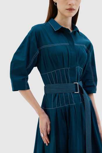 Buy Notebook White Cotton, Poplin Collared Neck Capri Color Block Midi Dress Online at Aza Fashions Buy_Notebook_White Cotton, Poplin Collared Neck Capri Color Block Midi Dress _Online_at_Aza_Fashions