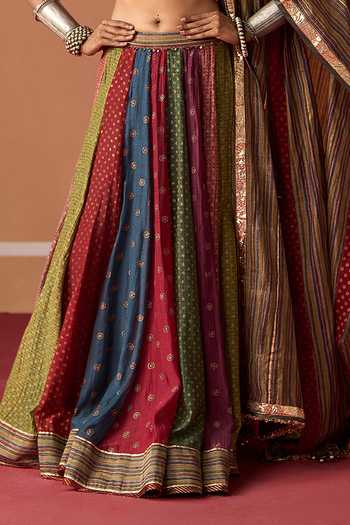Buy Swatti Kapoor Multi Color Cotton, Chanderi Kashi Block Printed Skirt Online at Aza Fashions Buy_Swatti Kapoor_Multi Color Cotton, Chanderi Kashi Block Printed Skirt _Online_at_Aza_Fashions