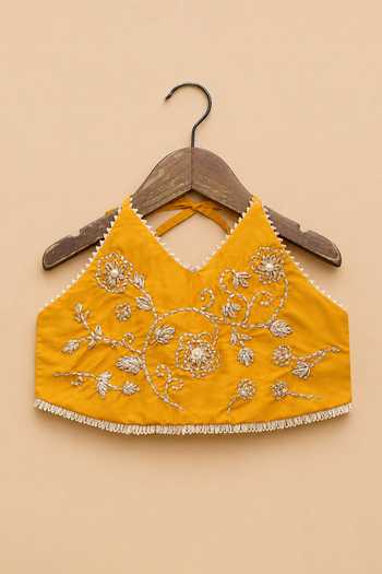Buy Byb Premium Yellow Silk, Cotton Hand Embroidered Blouse Lehenga Set Buy_Byb Premium_Yellow Silk, Cotton Hand Embroidered Blouse Lehenga Set