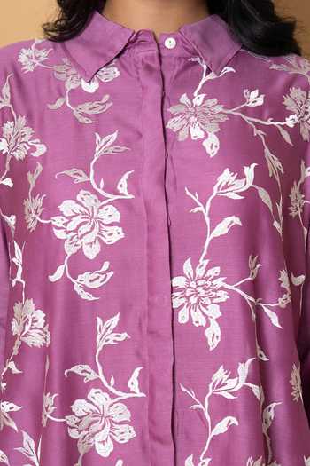 Kameez Magenta Chanderi, Cotton Mandarin Collar Embroidered Kurta And Pant Set Online at Aza Fashions Kameez_Magenta Chanderi, Cotton Mandarin Collar Embroidered Kurta And Pant Set _Online_at_Aza_Fashions