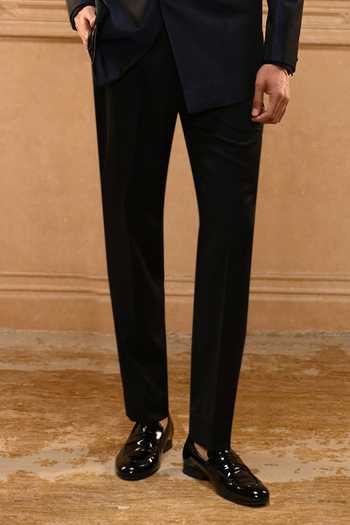 Tarun Tahiliani Blue Cotton Satin, Suiting Pleated Set at Aza Fashions Tarun Tahiliani_Blue Cotton Satin, Suiting Pleated Set _at_Aza_Fashions