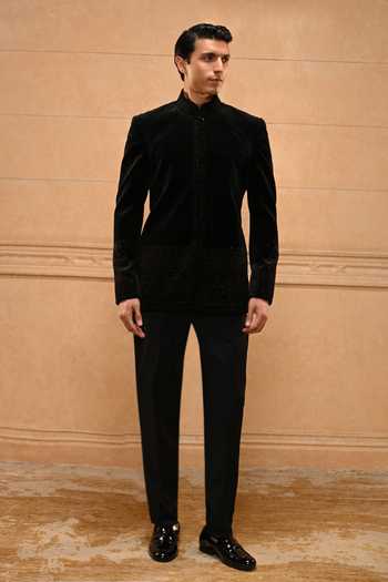 Tarun Tahiliani Classic Velvet Bandhgala Set 